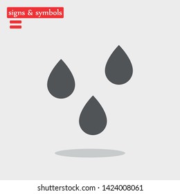 Drops water vector icon .The symbol of a  clean water and  a rain  , an illustration of a raindrop .The wheather line.