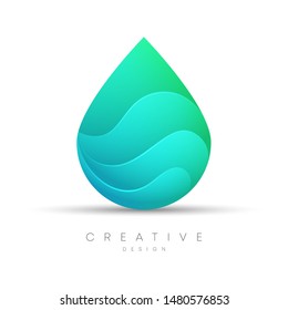 Drops of water with waves inside. The design is cool and modern.