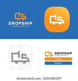 Dropship Cargo Buchstabe D und S Logo Design