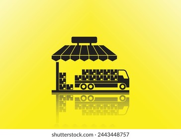 Dropship icon, illustration of goods being loaded in a delivery truck, perfect for applications, businesses, marketplaces, and etc