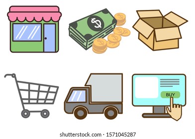dropship , shopping icon flat design 
