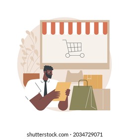 Drop-shipper receives order abstract concept vector illustration. Supply chain management, drop shipping marketing, shipping details, receive and transfer order, online purchase abstract metaphor.