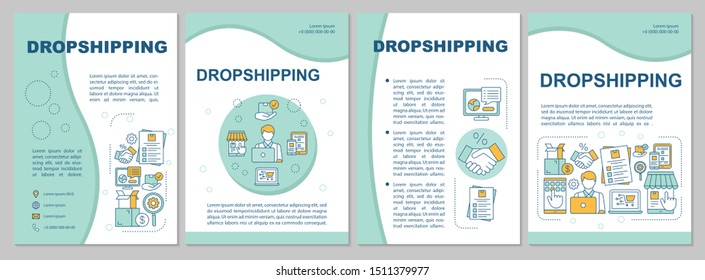 Dropshipping brochure template. Online business. Delivery service. Flyer, booklet, leaflet print, cover design with linear illustrations. Vector page layouts for annual reports, advertising posters