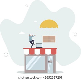 Dropshipping business model by open e-commerce website store and let supplier ship product directly to customer concept,human life.