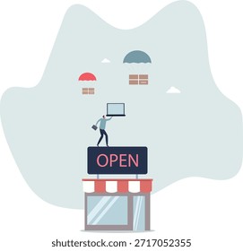 Dropshipping Geschäftsmodell von offenen E-Commerce-Website speichern und lassen Sie Lieferanten liefern Produkt direkt an Kundenkonzept, Leben und Beschäftigung von Menschen.