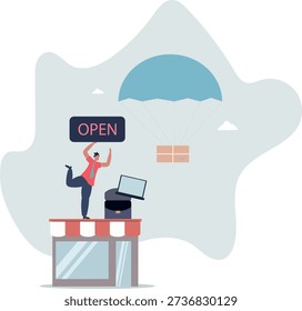 Dropshipping business model by open e-commerce website store and let supplier ship product directly to customer concept,person's life situation and his activities.