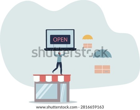 Dropshipping business model by open e-commerce website store and let supplier ship product directly to customer concept,life situation and activities.