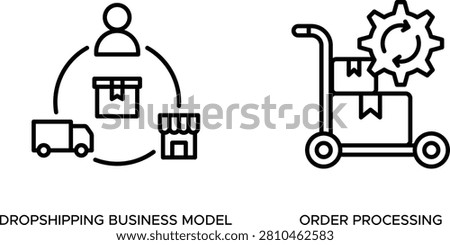Dropshipping business model diagram with order processing flow vector illustration