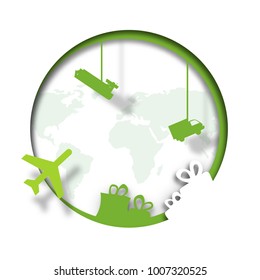 Dropshipping bussines. Paper art vector icon.