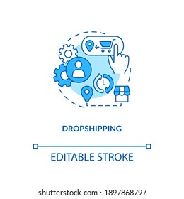 Dropshipping concept icon. Ecommerce warehouse solutions. Store does not keep products sold in stock. Retail idea thin line illustration. Vector isolated outline RGB color drawing. Editable stroke