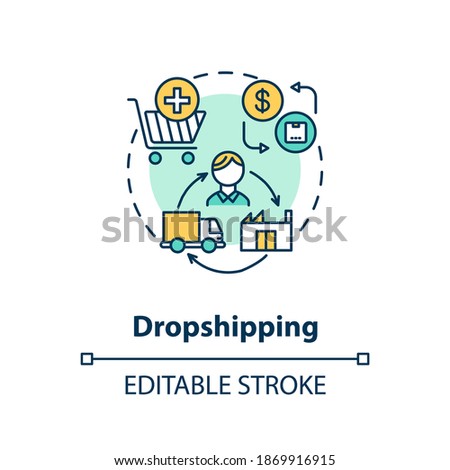 Dropshipping concept icon. Small transportation business, entrepreneurship idea thin line illustration. Cargo storage and delivery service. Vector isolated outline RGB color drawing. Editable stroke