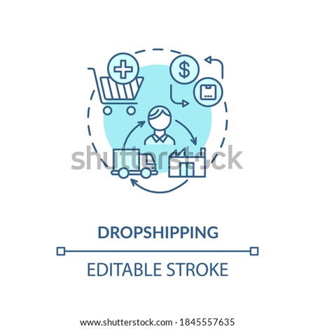 Dropshipping concept icon. Transportation service, small entrepreneurship idea thin line illustration. Modern business model. Vector isolated outline RGB color drawing. Editable stroke