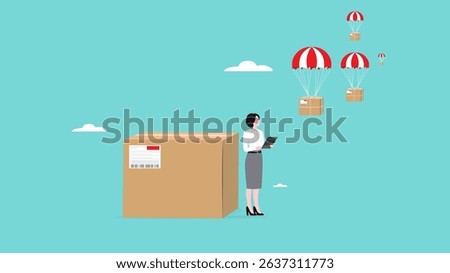 dropshipping delivery checking, open e-commerce website store and let supplier ship product directly to customer concept, Businesswoman track packages sent from drop shipping businesses