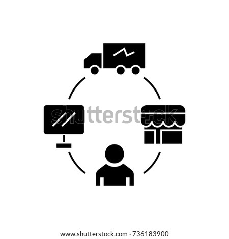 dropshipping - drop ship - logistics icon, vector illustration, black sign on isolated background