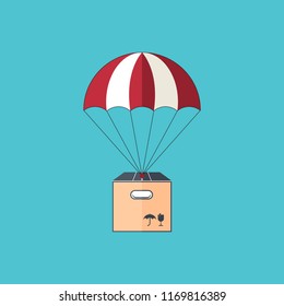 Dropshipping. Drop shipping concept. Package flying on parachute, delivery service concept. Flat design