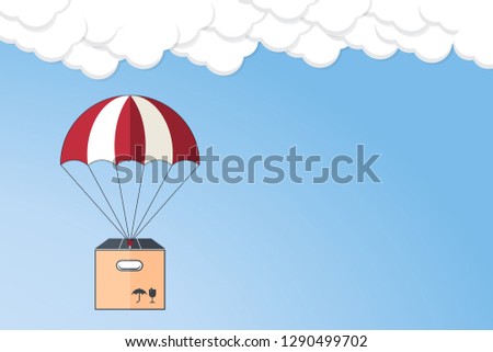 Dropshipping. Drop shipping concept. Package flying on parachute, delivery service concept. Flat design