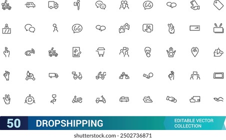 Dropshipping and Online store icon set. Collection and pack of linear web and ui icons. Editable stroke. Vector illustration.