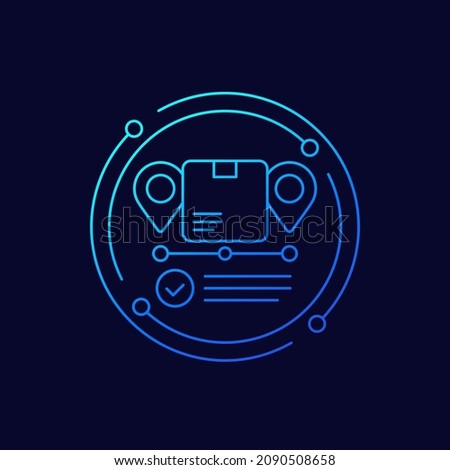 Dropshipping and order fulfillment line vector icon