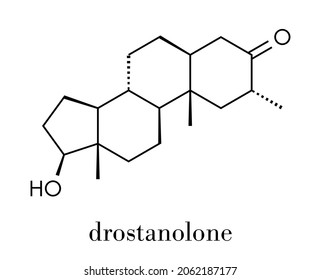 Drostanolone Anabolic Steroid Molecule. Skeletal Formula.