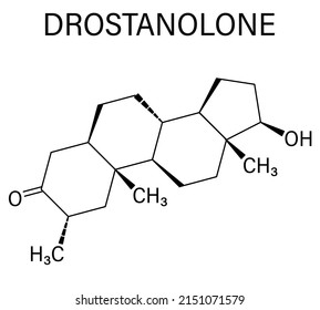 Drostanolone Anabolic Steroid Molecule. Skeletal Formula.