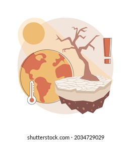 Drought abstract concept vector illustration. Extreme weather condition, erosion problem, lack of rainfall, global warming, combat drought, natural disaster, rough summer heat abstract metaphor.