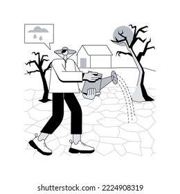 Illustration vectorielle abstraite concept de sécheresse. Conditions météorologiques extrêmes, problème d'érosion, manque de pluies, réchauffement climatique, sécheresse de combat, catastrophe naturelle, chaleur estivale rugueuse, métaphore abstraite.
