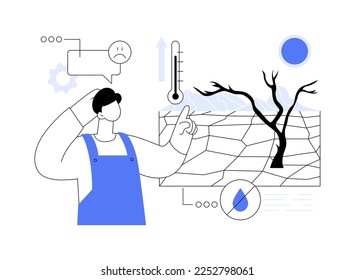 Drought abstract concept vector illustration. Extreme weather condition, erosion problem, lack of rainfall, global warming, combat drought, natural disaster, rough summer heat abstract metaphor.