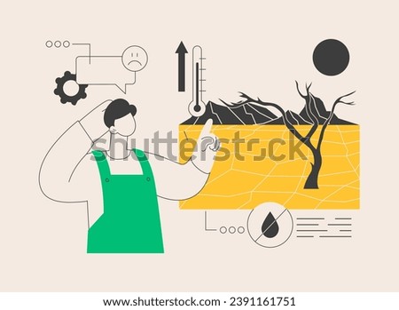 Drought abstract concept vector illustration. Extreme weather condition, erosion problem, lack of rainfall, global warming, combat drought, natural disaster, rough summer heat abstract metaphor.