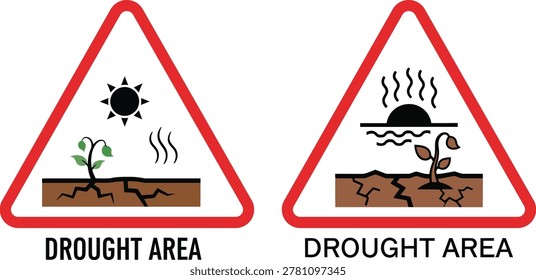 Drought area warning signs vector
