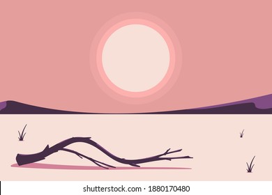 Drought, arid land, desert vector cartoon illustration.