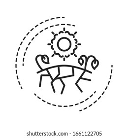 Drought black line icon. A continuous period of dry weather. An area gets less than its normal amount of rains. Pictogram for web page, mobile app, promo. UI UX GUI design element. Editable stroke.