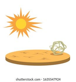 Drought cartoon vector illustration. Shortage of water. Cataclysm. Weather phenomenon. Scorch, dryness. Desert scene. Destructive phenomenon. Flat color natural disaster isolated on white background