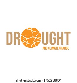 Drought and climate change typography for World Day to Combat Desertification and "DROUGHT" with cracked desert texture "O" background design banner, vector . 