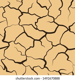 Drought desert texture. Brown background. Global warming. Cracked earth. Vector illustration