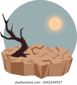 drought desert vector simple cartoon illustration
