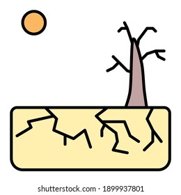 drought disaster in dry season using soft color and filled line style