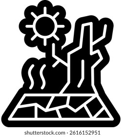 Drought glyph Solid Icon, Natural Crisis