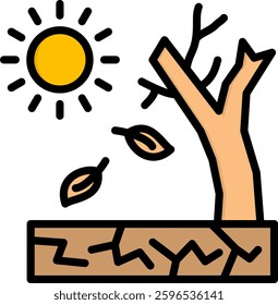 Drought Icon Lineal Color Vector Illustration