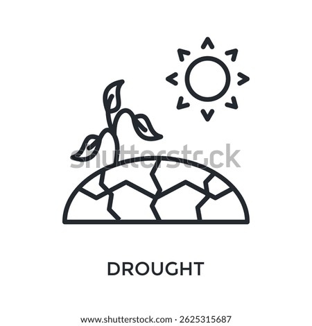 Drought Icon Outline Style. Vector Illustration For Graphic Design