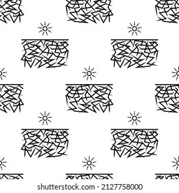 Drought Icon Seamless Pattern, Drouth Icon, Long Time Shortage In The Water Supply Vector Art Illustration