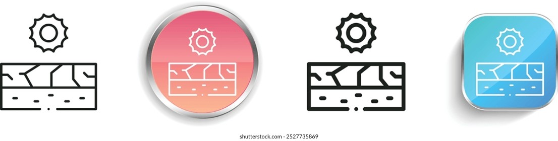 ícone de seca. Design fino, linear, regular e estilo botão isolado no fundo branco