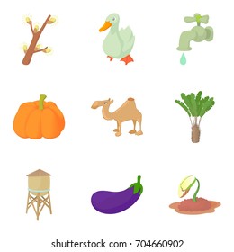 Drought icons set. Cartoon set of 9 drought vector icons for web isolated on white background