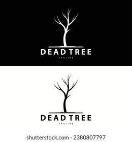 Drought Logo, Dry Tree Logo Design with Simple, Minimalist and Modern Vector Line Style