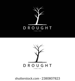 Logotipo de sequía, diseño de logotipo de árbol seco con estilo de línea de vectores simple, minimalista y moderno