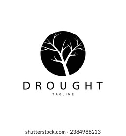 Drought Logo, Dry Tree Logo Design with Simple, Minimalist and Modern Vector Line Style