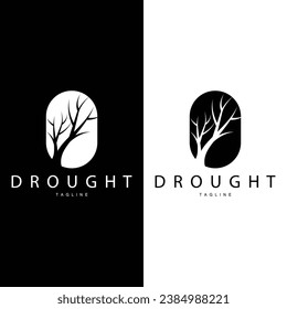 Drought Logo, Dry Tree Logo Design with Simple, Minimalist and Modern Vector Line Style