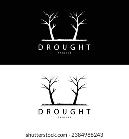 Drought Logo, Dry Tree Logo Design with Simple, Minimalist and Modern Vector Line Style
