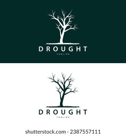 Drought Logo, Dry Tree Logo Design with Simple, Minimalist and Modern Vector Line Style