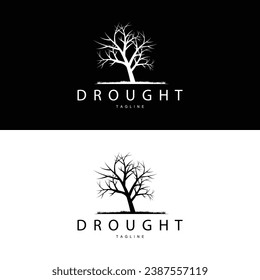 Drought Logo, Dry Tree Logo Design with Simple, Minimalist and Modern Vector Line Style