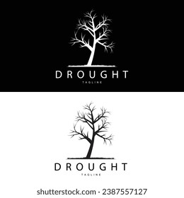 Drought Logo, Dry Tree Logo Design with Simple, Minimalist and Modern Vector Line Style